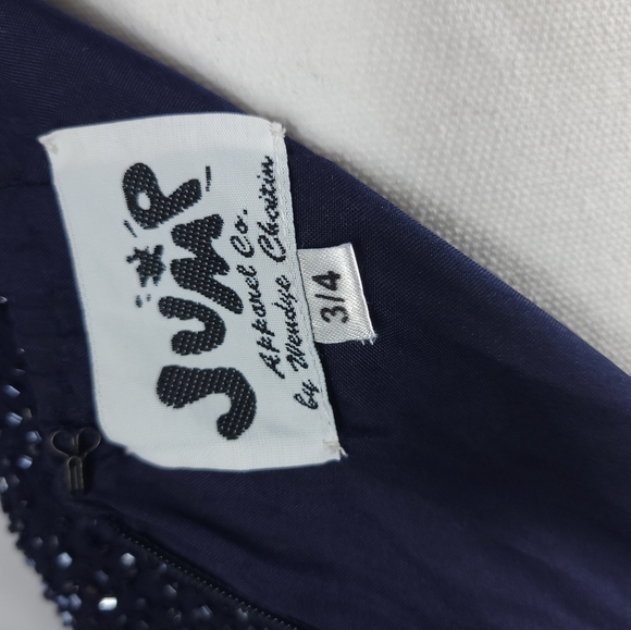 Beaded Floor Length Formal Dress | 1990s Vintage Jump Apparel | Size 3/4 | Blue - Picture 6 of 6